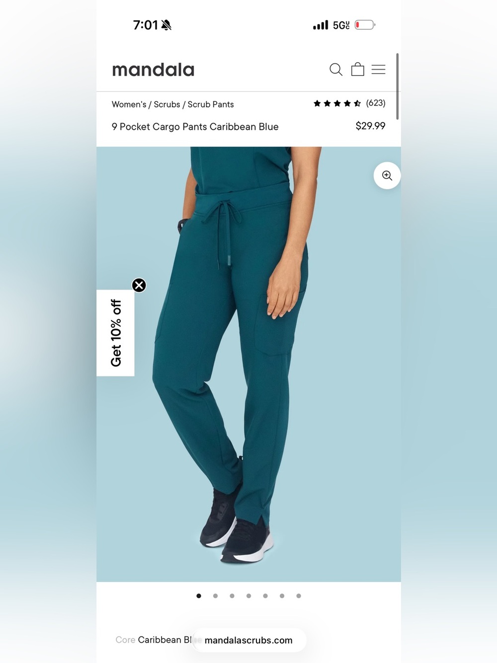 Mandala Women's Caribbean Blue 9-Pocket Cargo Joggers